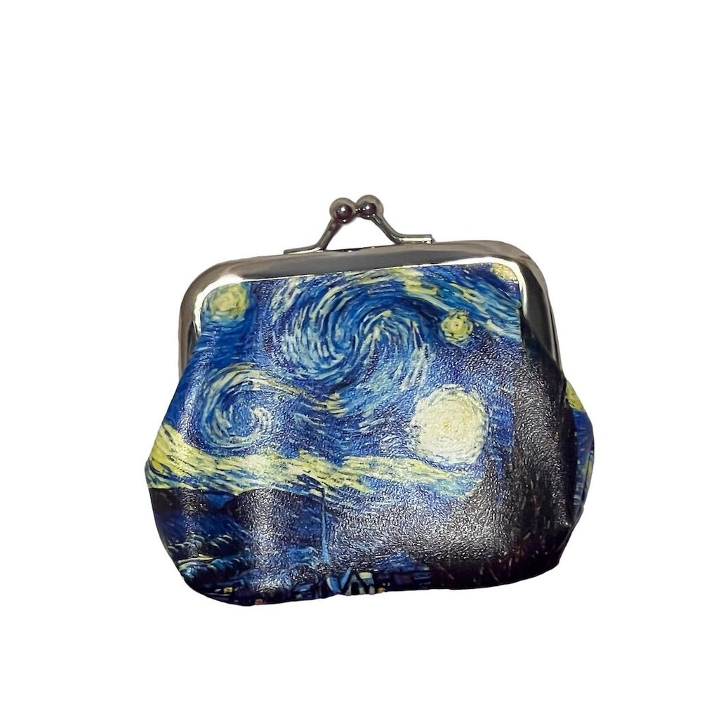 Van Gogh Starry Night Vinyl Coin Purse w/Snap Lock Unisex Multicolor - Picture 6 of 9